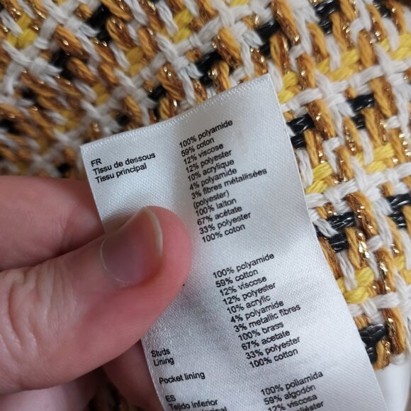 MAJE Yellow Gold Rill Metallic Cotton Tweed Mini Dress - Picture 10 of 11